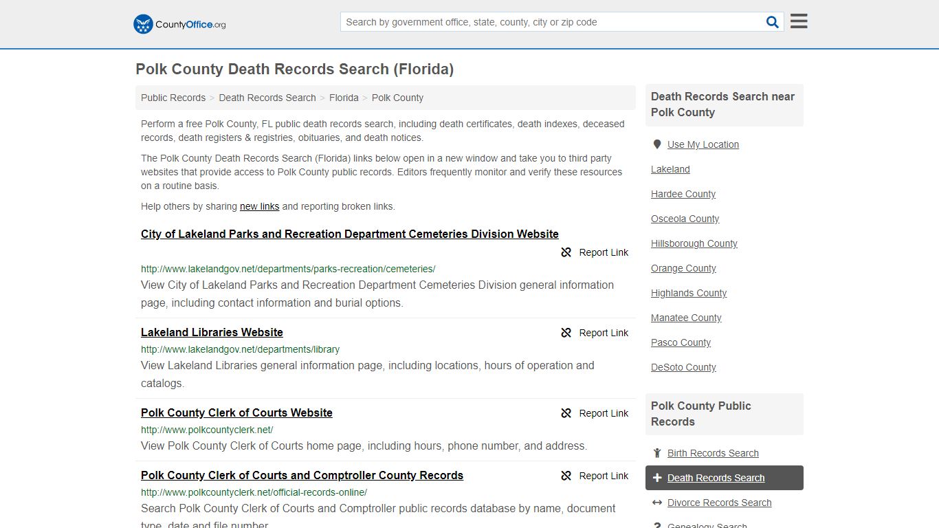 Death Records Search - Polk County, FL (Death Certificates ...
